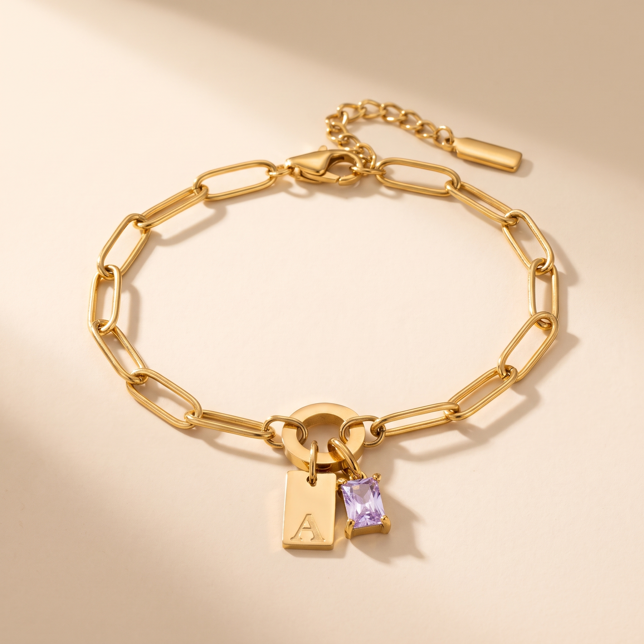 LOUISE - INITIALEN & GEBOORTESTEEN ARMBAND