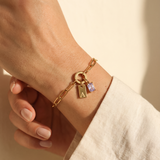 LOUISE - INITIALEN & GEBOORTESTEEN ARMBAND
