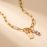 LOUISE - INITIALEN & GEBOORTESTEEN ARMBAND